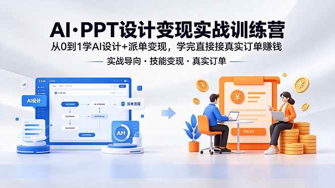 (18457期)AI·PPT设计变现实战训练营,从0到1学AI设计+派单变现,学完直接接真实订单赚钱 (18457期)AI·PPT设计变现实战训练营,从0到1学AI设计+派单变现,学完直接接真实订单赚钱