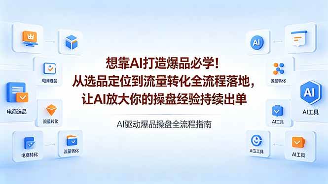 （18327期）想靠AI打造爆品必学！从选品定位到流量转化全流程落地，让AI放大你的操盘经验持续出单