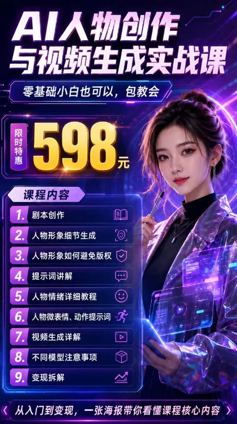 抖音5W粉丝博主的AI真人日系女孩制作教学,AI人物创作与视频生成实战课,新手也能快速起号涨粉变现 3 抖音5W粉丝博主的AI真人日系女孩制作教学,AI人物创作与视频生成实战课,新手也能快速起号涨粉变现