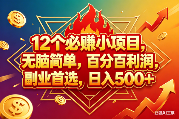 （18272期）12个必赚钱的小项目，百分百赚米，无脑简单，副业首选，日入600+