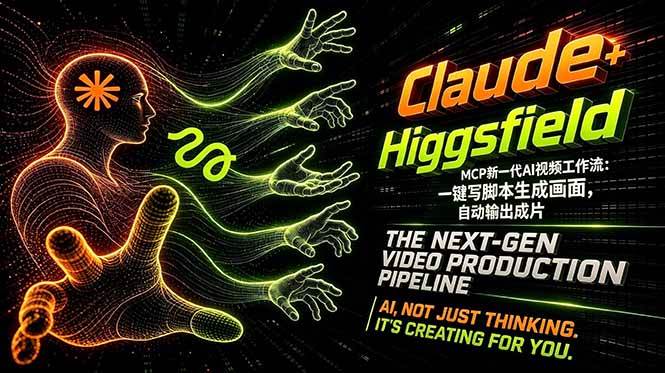 （18345期）Claude+Higgsfield MCP新一代AI视频工作流：一键写脚本生成画面，自动输出成片