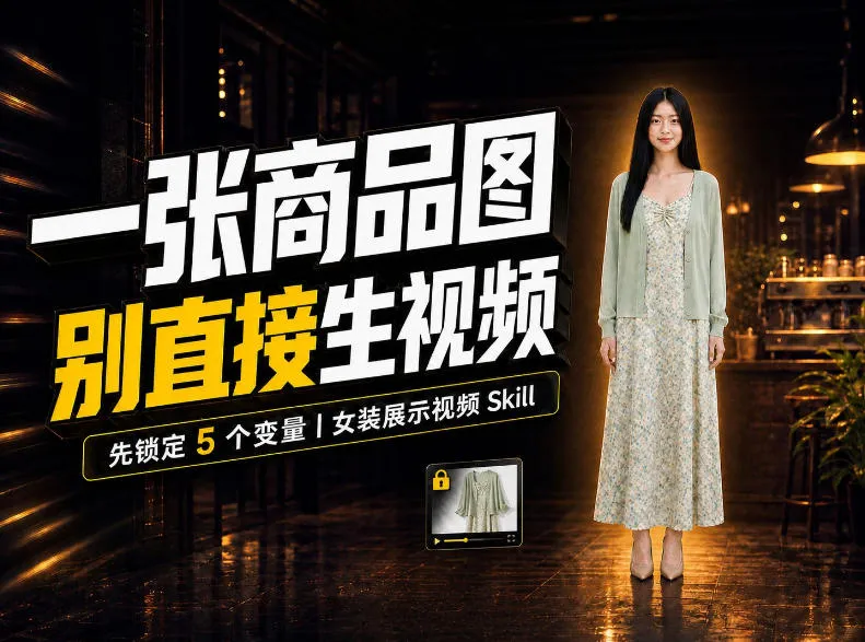 女装AI视频总翻车？问题不在提示词，女装展示视频Skill先锁定5个变量！