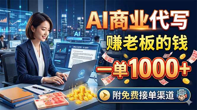 (18444期)AI商业代写,赚老板的钱,一单1000+,附免费接单渠道