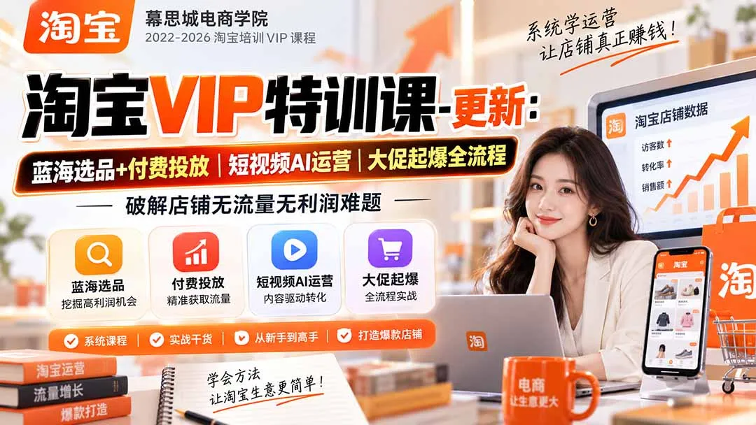 淘宝VIP特训课-更新0917：蓝海选品+付费投放｜短视频AI运营｜大促起爆全流程，破解店铺无流量无利润难题 2