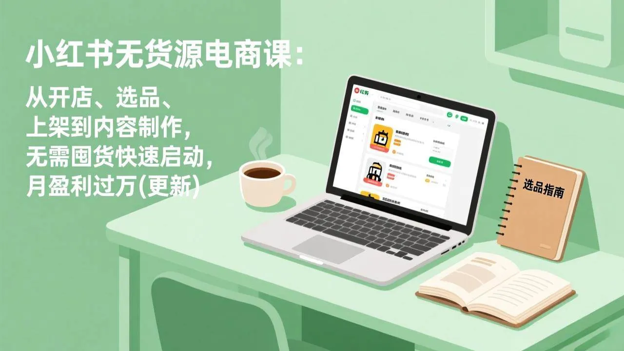 （19003期）小红书无货源电商课(6月22更新)：从开店、选品、上架到内容制作，无需囤货快速启动，月盈利过万