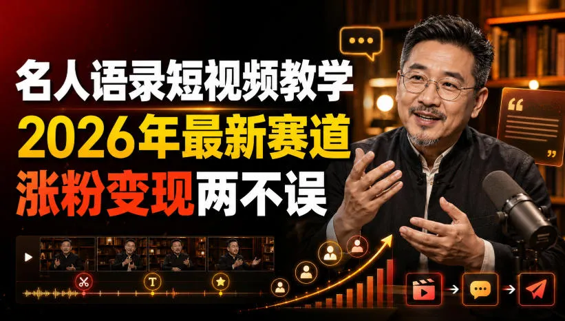 名人语录短视频教学,2026年最新赛道,涨粉变现两不误