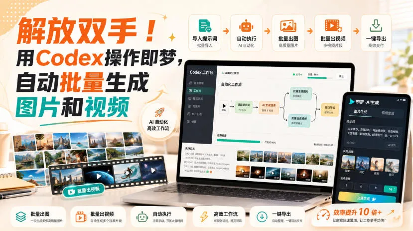解放双手！用Codex操作即梦，自动批量生成图片和视频