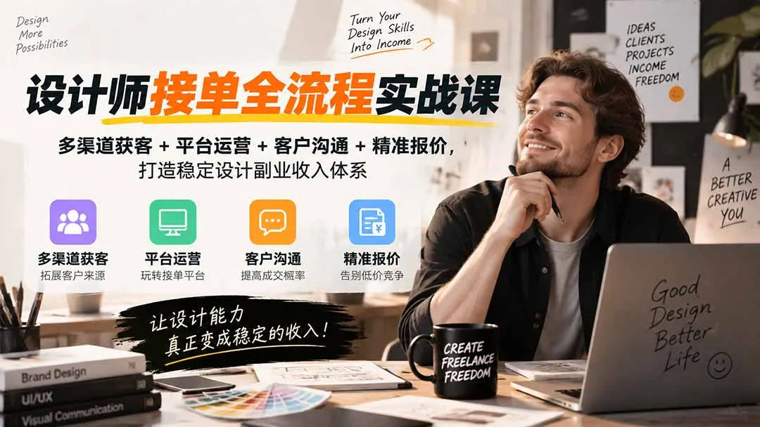 设计师接单全流程实战课-无水印|多渠道获客+平台运营+客户沟通+精准报价,打造稳定设计副业收入体系 1 设计师接单全流程实战课-无水印|多渠道获客+平台运营+客户沟通+精准报价,打造稳定设计副业收入体系 1