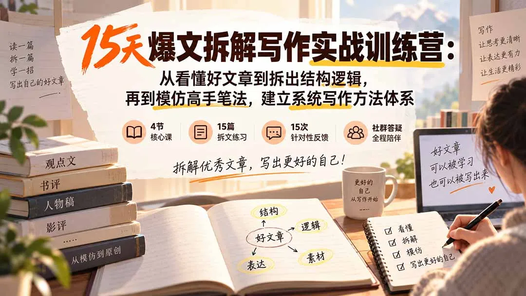 15天爆文拆解写作实战训练营：从看懂好文章到拆出结构逻辑，再到模仿高手笔法，建立系统写作方法体系 2
