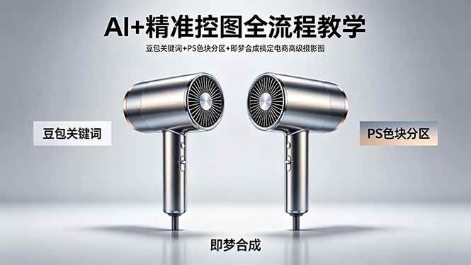 （18331期）AI+精准控图全流程教学 豆包关键词+PS色块分区+即梦合成搞定电商高级摄影图