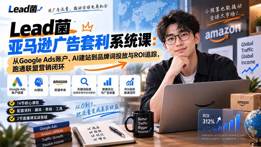 Lead菌亚马逊广告套利系统课：从Google Ads账户、AI建站到品牌词投放与ROI追踪，跑通联盟营销闭环 1