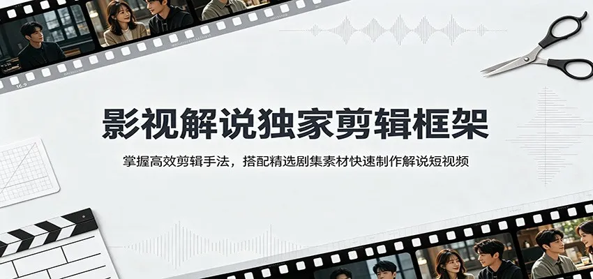 影视解说独家剪辑框架：掌握高效剪辑手法，搭配精选剧集素材快速制作解说短视频