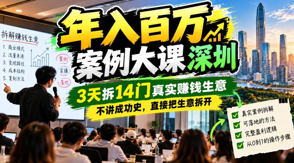 年入百W案例大课深圳,3天拆14门真实賺钱生意,不讲成功史,直接把生意拆开 1 年入百W案例大课深圳,3天拆14门真实賺钱生意,不讲成功史,直接把生意拆开