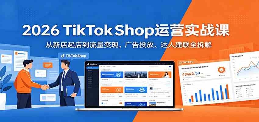 2026 TikTokShop运营实战课：从新店起店到流量变现，广告投放、达人建联全拆解