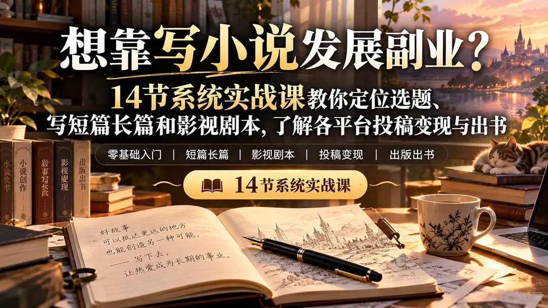 【无水印】想靠写小说发展副业?14节系统实战课教你定位选题、写短篇长篇和影视剧本,了解各平台投稿变现与出书 1 【无水印】想靠写小说发展副业?14节系统实战课教你定位选题、写短篇长篇和影视剧本,了解各平台投稿变现与出书 1