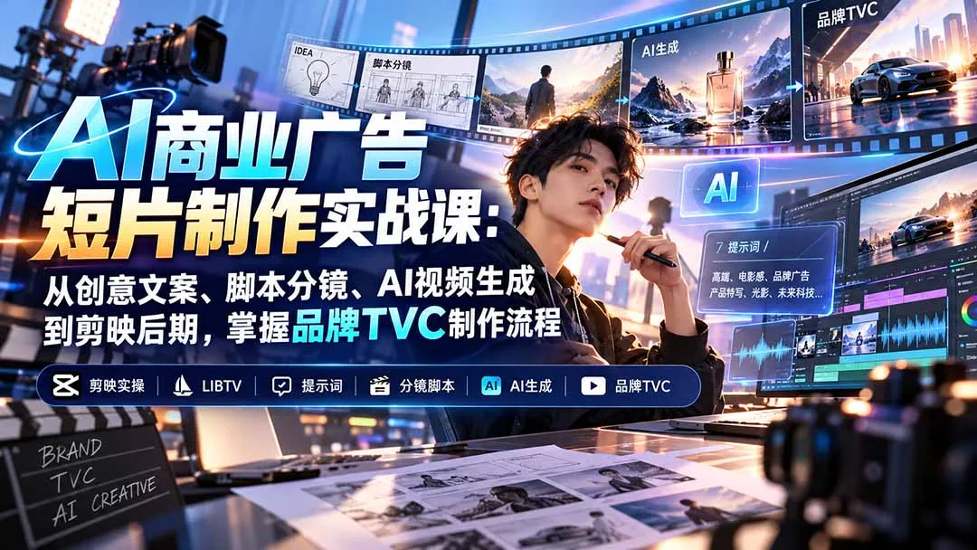 AI商业广告短片制作实战课：从创意文案、脚本分镜、AI视频生成到剪映后期，掌握品牌TVC制作流程 1