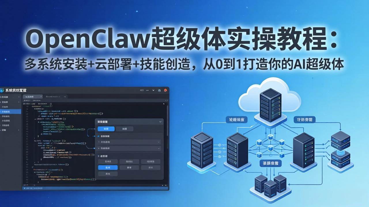 （17603期）OpenClaw-小龙虾 超级体实操教程：多系统安装+云部署+技能创造，从0到1打造你的AI超级体
