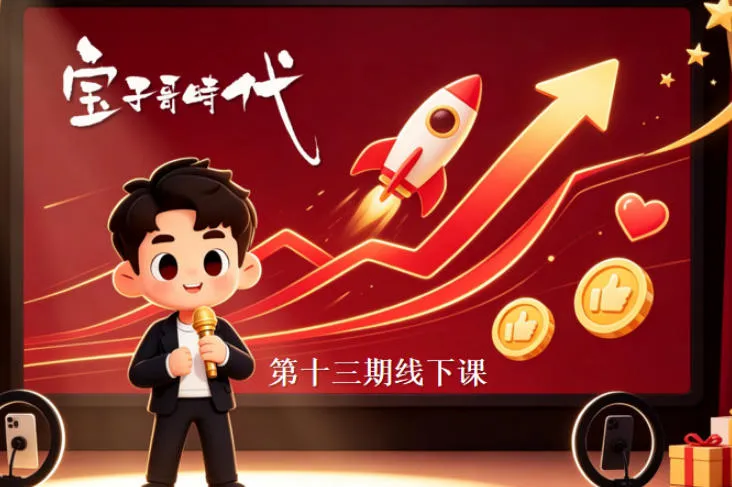 宝子哥抖音直播第13期VIP线下课9月5-6日，26年最值得看的直播课程，快速突破直播间流量瓶颈，打造高效起号闭环