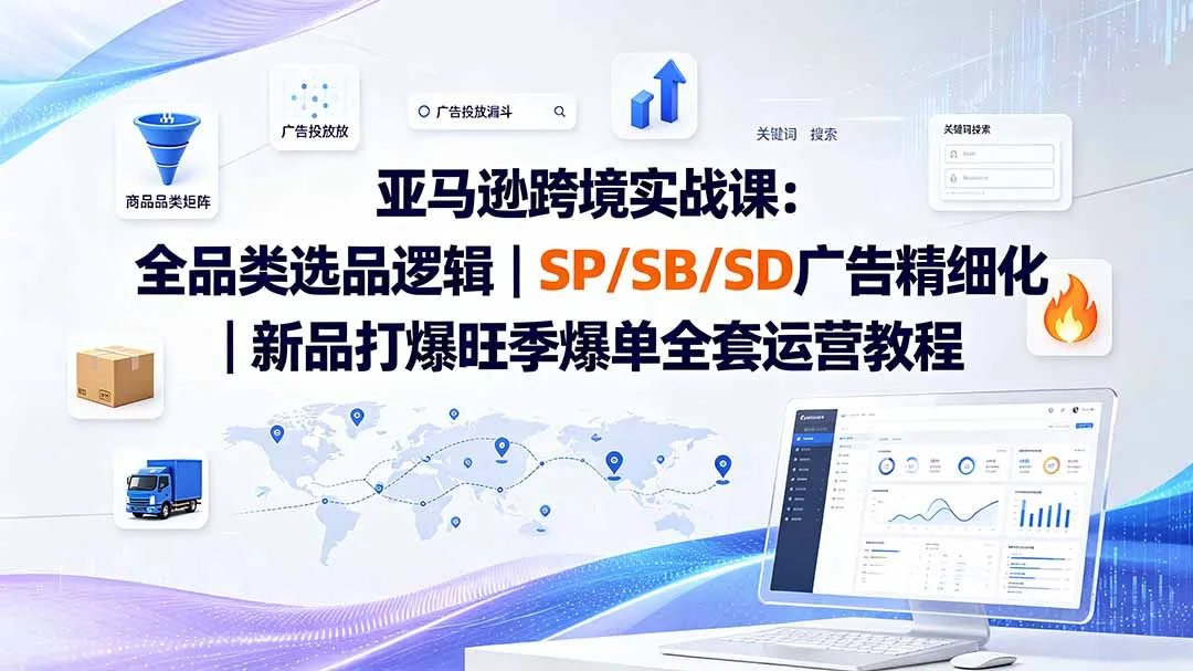 亚马逊跨境实战课-更新8月：全品类选品逻辑｜SP/SB/SD广告精细化｜新品打爆旺季爆单全套运营教程