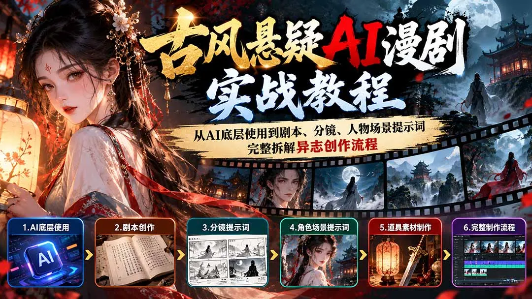 古风悬疑AI漫剧实战教程：从AI底层使用到剧本、分镜、人物场景提示词，完整拆解异志创作流程 1