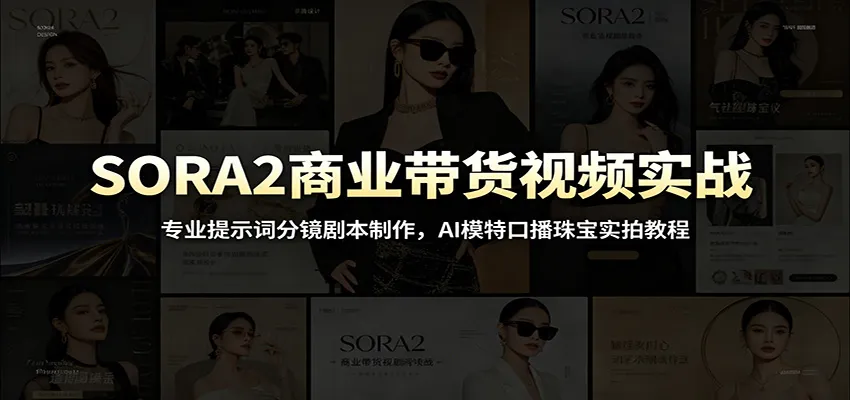 SORA2商业带货视频实战：专业提示词分镜剧本制作，AI模特口播珠宝实拍教程