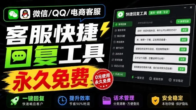 微信/QQ/电商客服快捷回复工具,支持多平台话术库与一键发送,永久免费,使用简单!易歪歪 1 微信/QQ/电商客服快捷回复工具,支持多平台话术库与一键发送,永久免费,使用简单!易歪歪