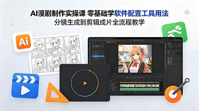 （18605期）AI漫剧制作实操课 零基础学软件配置工具用法 分镜生成到剪辑成片全流程教学