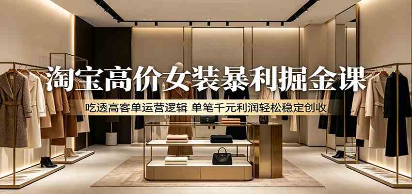 淘宝高价女装暴利掘金课:吃透高客单运营逻辑,单笔千元利润轻松稳定创收