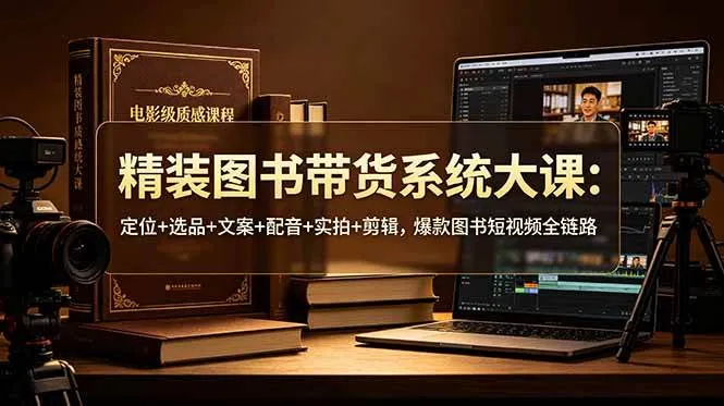 (19007期)精装图书带货系统大课:定位+选品+文案+配音+实拍+剪辑,爆款图书短视频全链路
