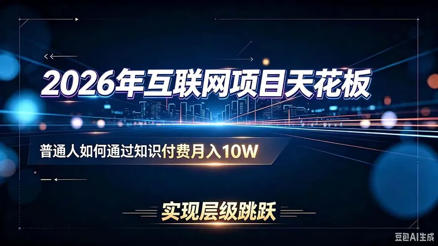2026年互联网项目天花板：普通人如何通过知识付费月入10W，实现层级跳跃