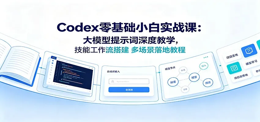 Codex零基础小白实战课:大模型提示词深度教学,技能工作流搭建多场景落地教程